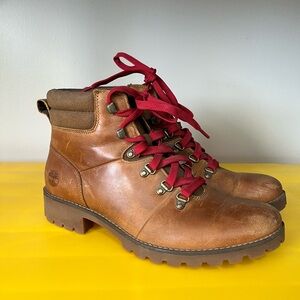 Timberland Women's Leather Boots with Red Laces